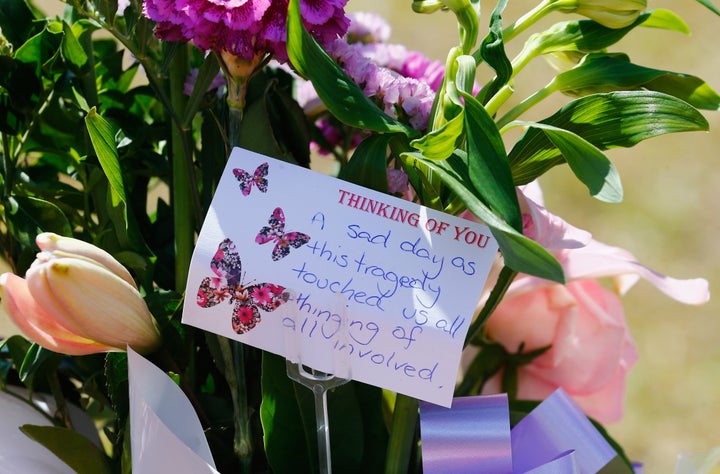 <strong>A tribute left on flowers at Dreamworld.</strong>
