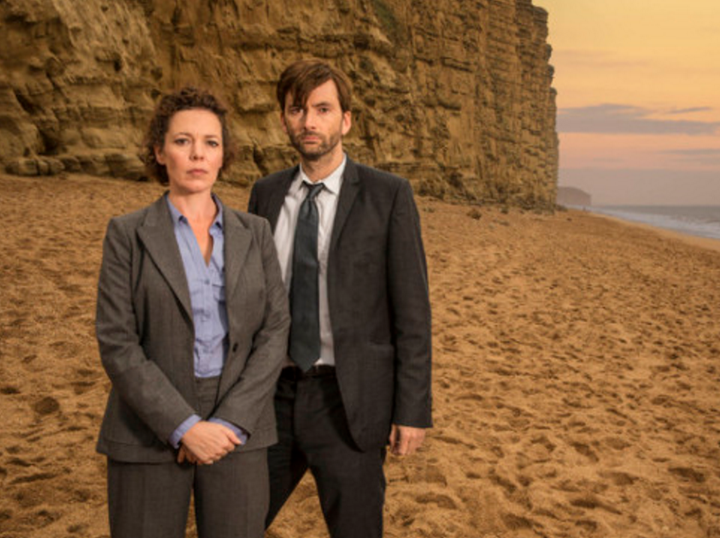 Kpaka appeared alongside Olivia Colman, left, and David Tennant, right, in ITV's Broadchurch