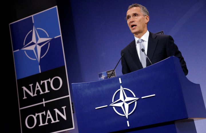 NATO Secretary-General Jens Stoltenberg speaks during a news conference at the Alliance headquarters in Brussels, Belgium, Oc