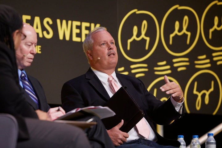 Craig Futterman, far left, and Eugene O'Donnell, right speak at Chicago Ideas Week on Oct. 18, 2016.