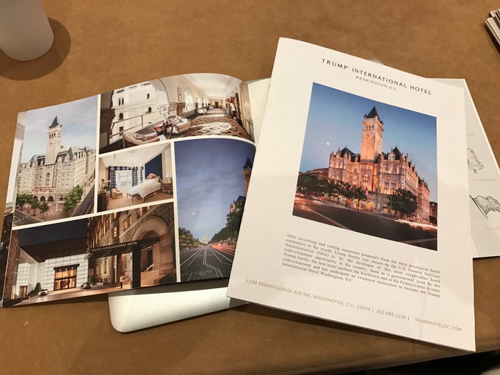 Promotional booklets about Donald Trump's hotel in Washington, D.C.