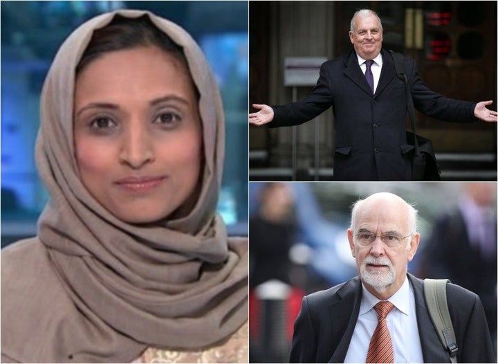 Fatima Manji, Kelvin MacKenzie (top right) and Trevor Kavanagh.