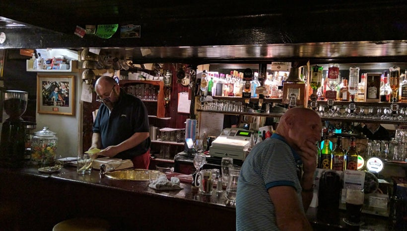 Fergus tends bar at Mary Ann's