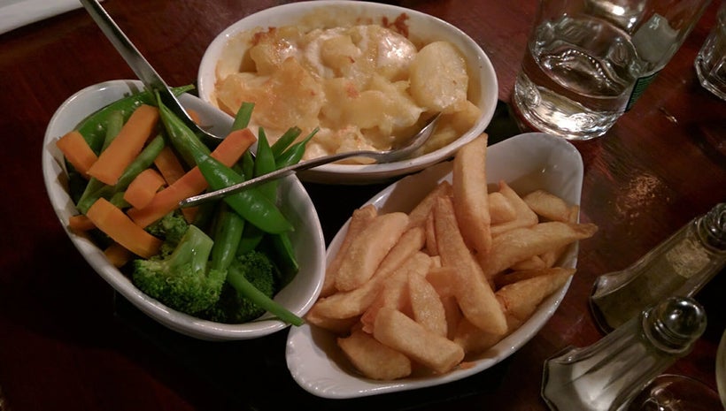 Mixed "vege" were served with two types of potatoes
