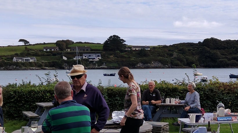 Seafood paella was served on the castle lawn
