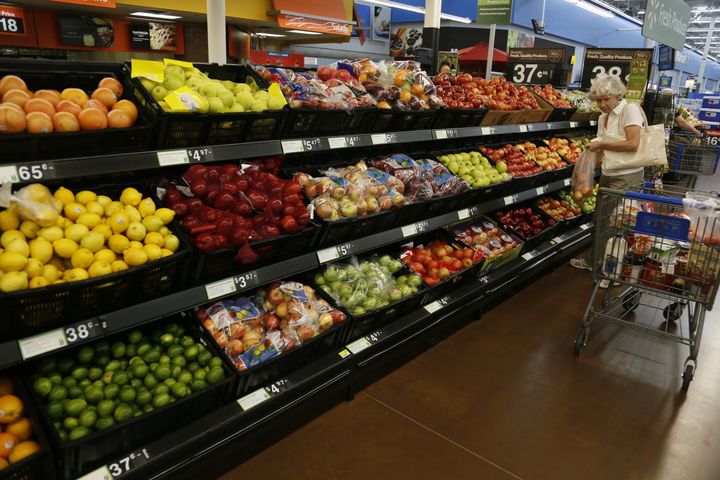 The fresh produce section is seen at a Walmart Supercenter in Rogers, Arkansas June 6, 2013.