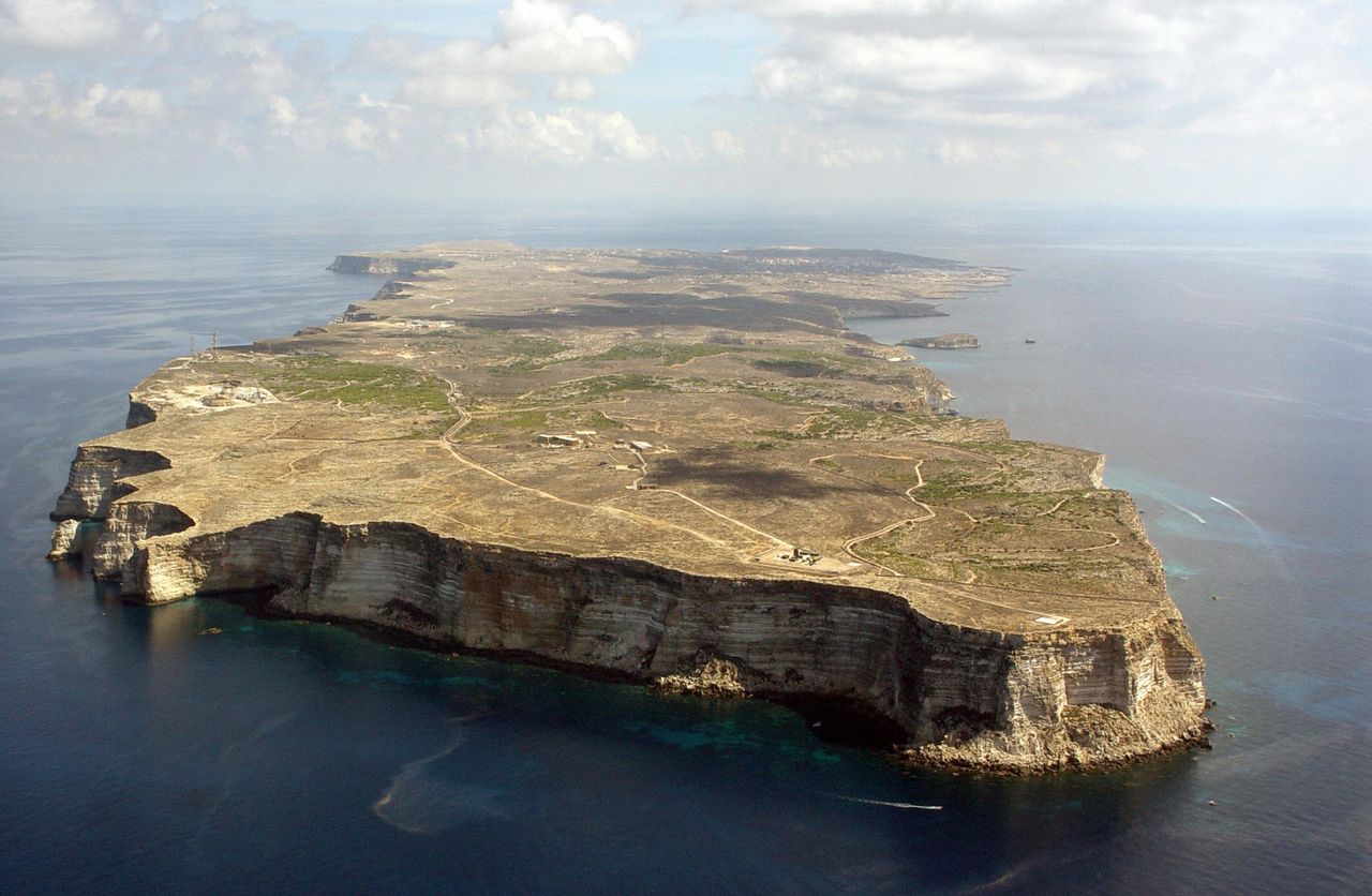 An aerial view of Italy's Lampedusa island.