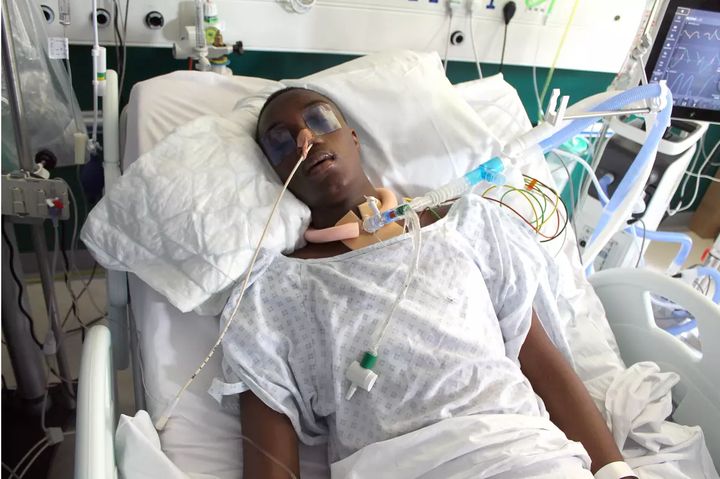 The parent's of stabbing victim Jamel Boyce released a picture of him 'critically injured' in hospital to show the 'devastating' impact of knife crime