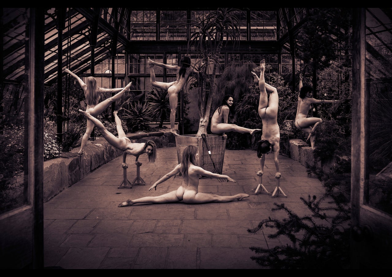 The gymnasts show off their incredible moves in the iconic Botanic Gardens