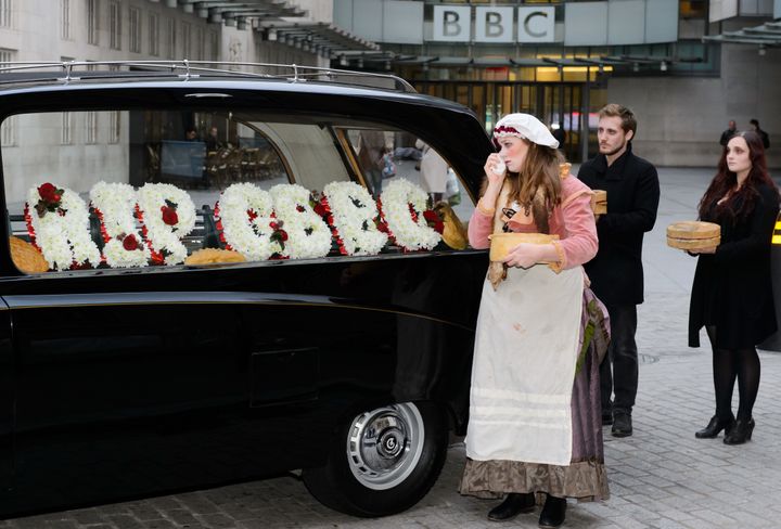 Nothing to see here, just a fake funeral for a baking show that hasn't actually ended