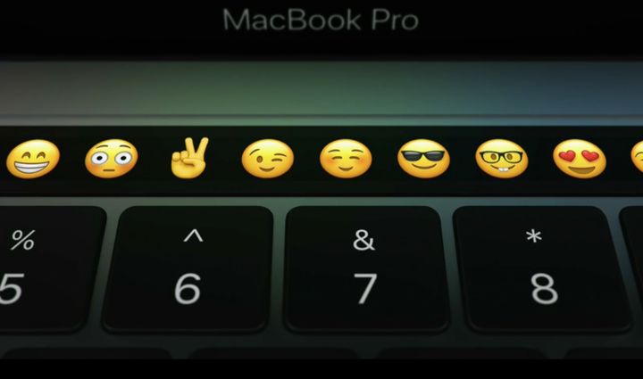 Apple's new Touch Bar, complete with Emojis.