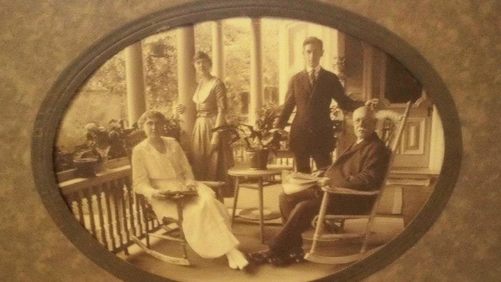 Mrs. Ursula Best, Emma Best, Dr. Duncan Best, and Dr. Christopher Best sit for a photo at their home, which was built in 1884. 