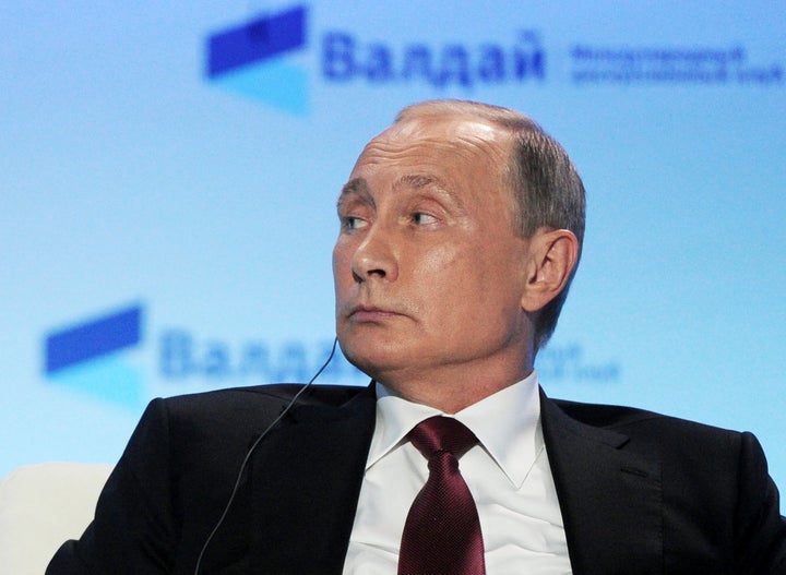 Russian President Vladimir Putin attends a session of the Valdai International Discussion Club in Sochi, Russia, October 27,