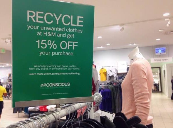 H&m recycle shop clothes 15 off