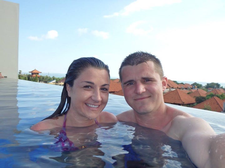 Us at our rooftop pool in Bali