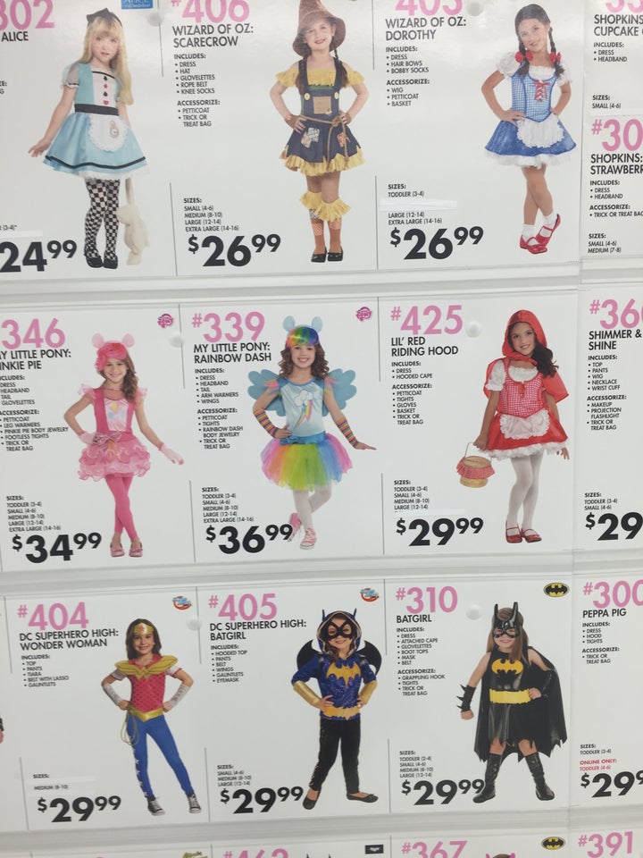 <p>Girl’s Costumes, Ages 3-6, Party City, October 2016</p>
