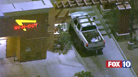 It's pretty rare that someone stops for a burger during a police chase.