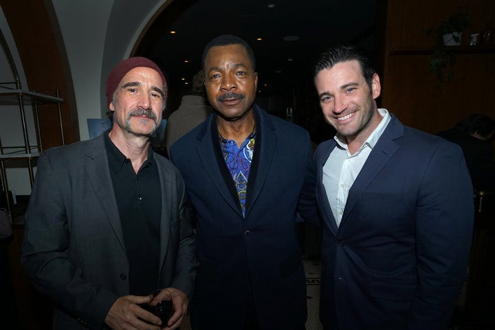 <p>NBCUNIVERSAL EVENTS -- "One Chicago Day" -- Pictured: (l-r) Elias Koteas, "Chicago P.D.", Carl Weathers, "Chicago Justice", and Colin Donnell, "Chicago Med" at the "One Chicago Day" Party at Swift & Sons Steakhouse in Chicago, IL on October 24, 2016 </p>