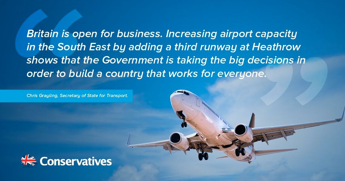 How the Conservatives presented Tuesday's decision to build a third runway on Twitter