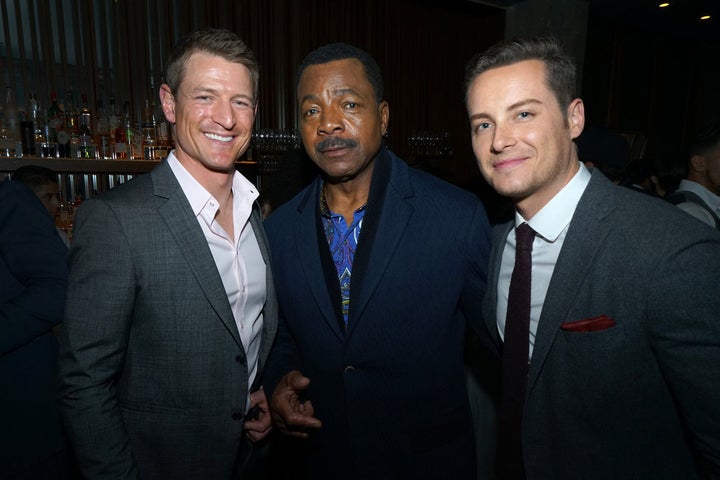 NBCUNIVERSAL EVENTS -- "One Chicago Day" -- Pictured: (l-r) Philip Winchester, "Chicago Justice", Carl Weathers, "Chicago Justice", and Jesse Lee Soffer, "Chicago P.D." at the "One Chicago Day" Party at Swift & Sons Steakhouse in Chicago, IL on October 24, 2016 