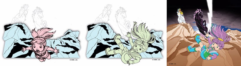 A progression of art by Jack Pullan from “ Rainbow Brite and the Stormy Race”