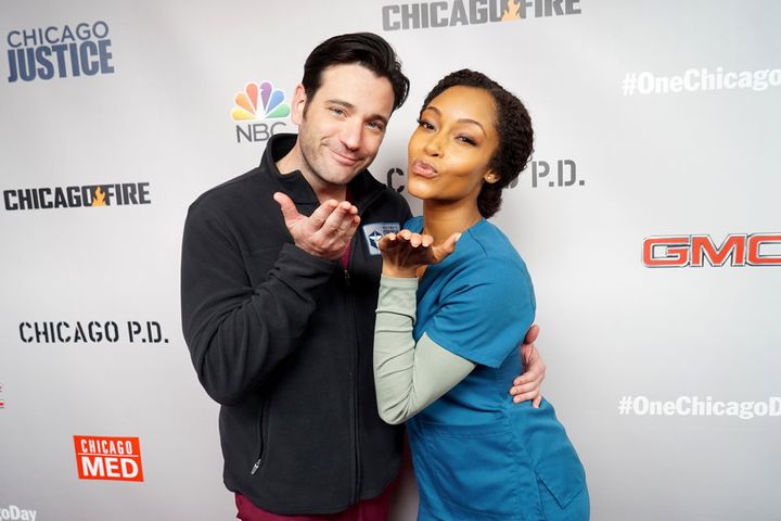 NBCUNIVERSAL EVENTS -- "One Chicago Day" -- Pictured: (l-r) Colin Donnell, "Chicago Med" and Yaya DaCosta, "Chicago Med" at the "One Chicago Day" event at Lagunitas Brewing Company in Chicago, IL on October 24, 2016 