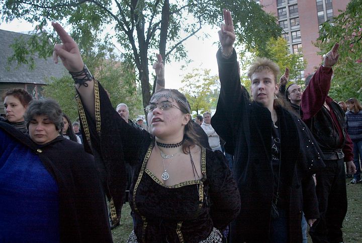 Members of PRANCE (The Pagan Resource and Network Council of Education) conduct a Samhain celebration.