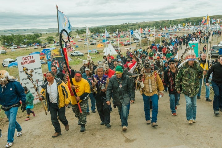 Protesters demonstrate against the Energy Transfer Partners’ Dakota Access oil pipeline near the Standing Rock Sioux reservat