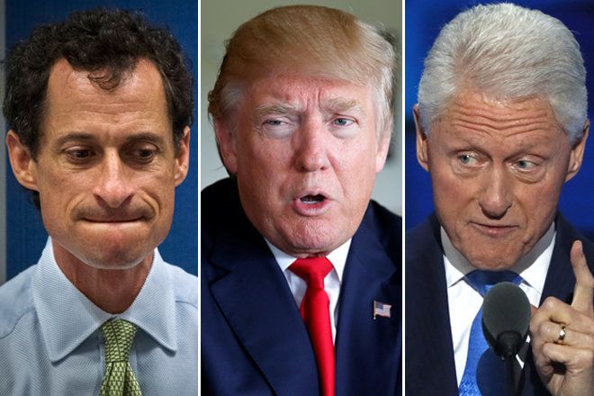 Former Rep. Anthony Weiner (D-N.Y.), GOP presidential nominee Donald Trump and former Democratic President Bill Clinton. Thanks, guys!