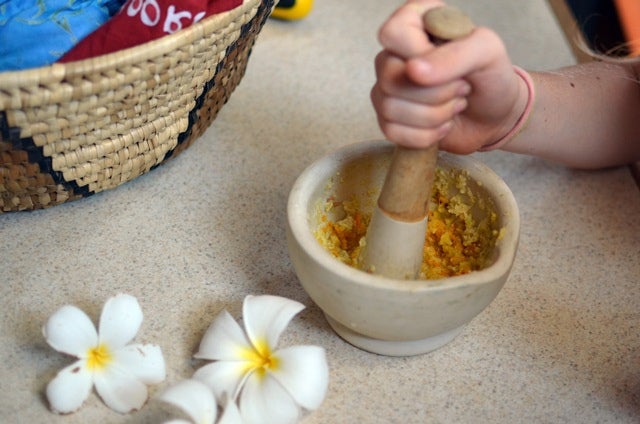 Making wet masala.
