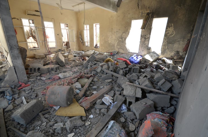 A view of a prison struck by Arab coalition warplanes in al-Zaydiyah district of the Red Sea port city of Hodeidah, Yemen Oct