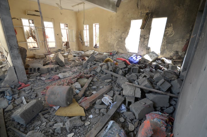 A view of a prison struck by Arab coalition warplanes in al-Zaydiyah district of the Red Sea port city of Hodeidah, Yemen October 30, 2016.