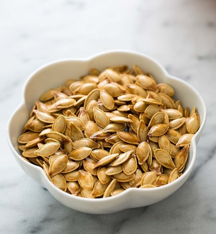 Roasted pumpkin seeds.