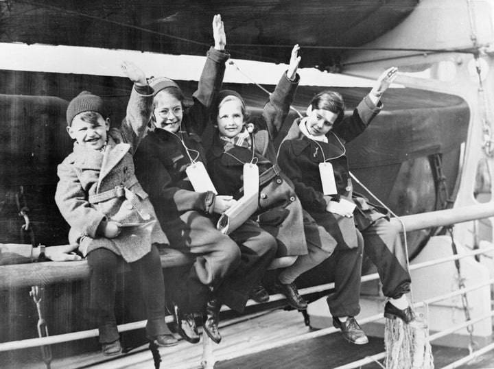 24th March 1939: Four young members of the largest group of German-Jewish refugees arrive at Southampton on the US liner 'Manhattan'.