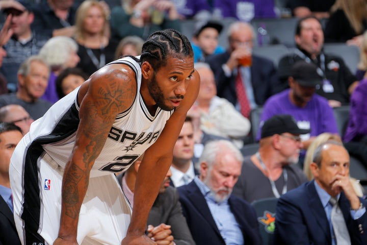 Kawhi Leonard looks on against the Sacramento Kings on Oct. 27, 2016 at Goldren 1 Center in Sacramento, California.