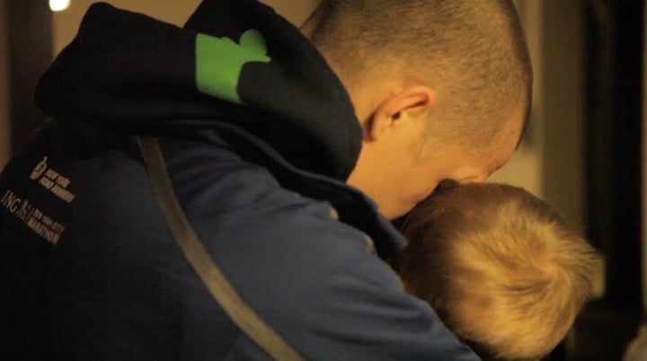 <p>The morning of the 2011 NYC Marathon with my son, Shane.</p>