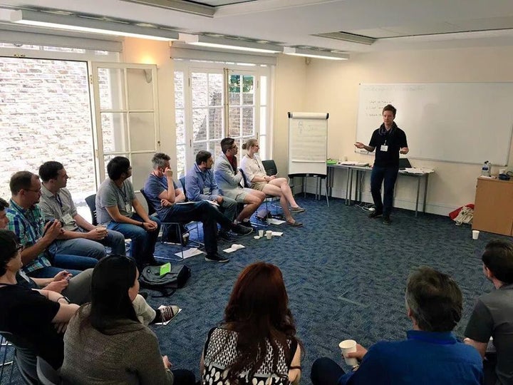 <p>Delivering a language workshop in London</p>