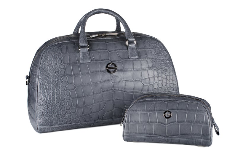 The Madison Duffle Set in Anthracite Alligator