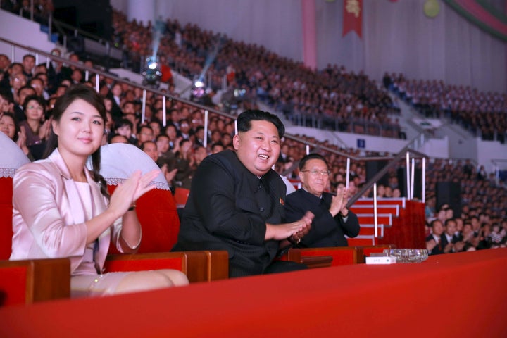 Kim Jong Un and wife Ri Sol Ju celebrating the 70th founding anniversary of the Workers' Party of Korea in October last year 