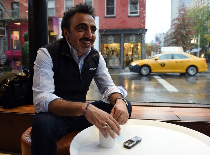 Hamdi Ulukaya pauses during an interview on November 17, 2014, in New York.