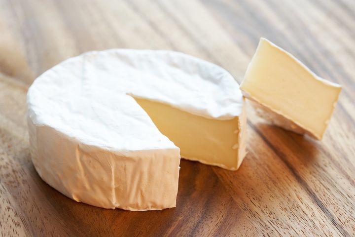 A wheel of Brie cheese.