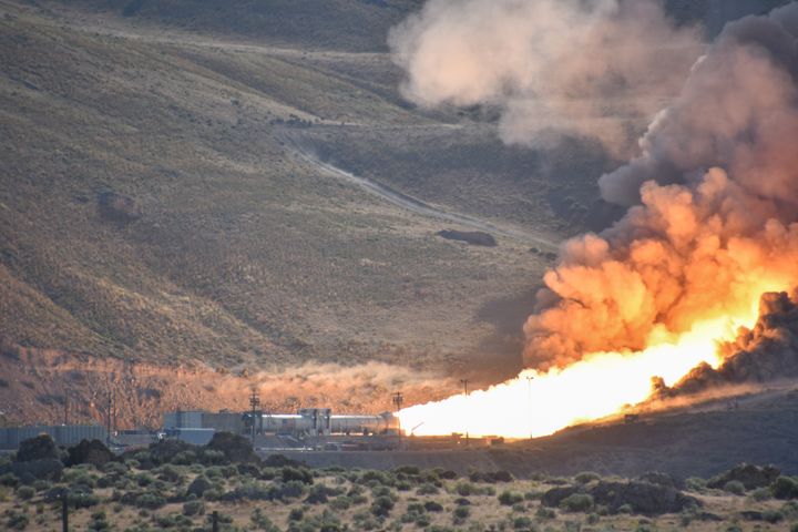 NASA and Orbital ATK test a Space Launch System solid rocket booster in mid-2016.