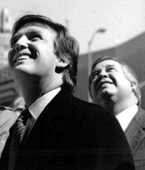Donald Trump and Stephen Hyde at the March 20th, 1987 topping-off ceremony for the Trump Plaza Hotel and Casino in Atlantic C