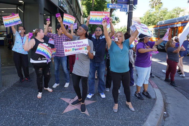 LGBT Center workers marching in Hollywood.
