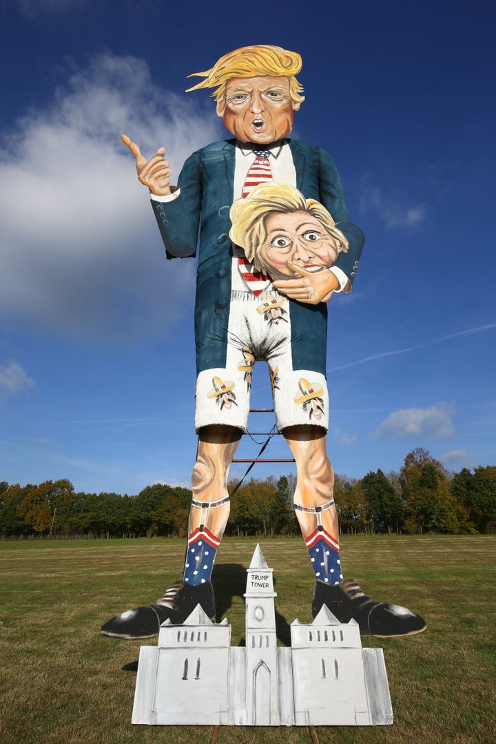 This 36ft effigy of a trouser-less Donald Trump will mercifully be burned down on Saturday 