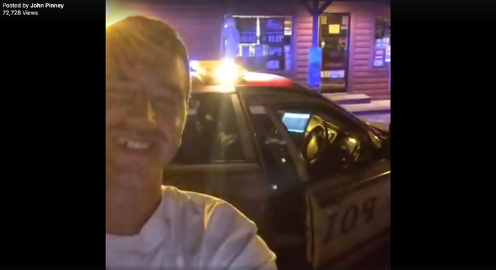 Video shows the driver at one point pulling over and standing in front of the police car.