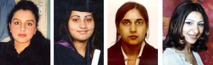 (From left to right) Banaz Mahmod, Samaira Nazir, Surjit Athwal and Heshu Yones, all died in so called 'honour killings'