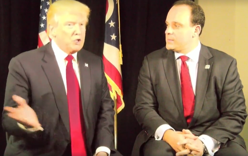 Screen grab from October 27 campaign event featuring live "interview" with Boris Epshteyn.