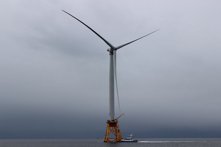 Each of Block Island Wind Farm's turbines towers nearly 600 feet above the surface of the water.