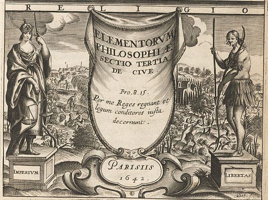 Frontispiece of Elementorum philosophiae sectio tertia de cive, Paris: 1642, by Thomas Hobbes.
